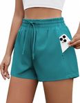 PINSPARK Womens Workouts Shorts with MSH Lining Outdoor Breathable Athletic Shorts with Pockets Summer Quick Dry Active Shorts Teal Blue S