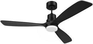 Obabala Ceiling Fan with Light and Remote Control, 52 Inch Indoor and Outdoor Fan with 3 Reversible Wood Blades for Patio, Porch, Bedroom, Living Room. (black)