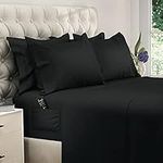 DREAMCARE King Size Bed Sheets - 6 Piece Deep Pocket King Sheets Set - Luxury Hotel Bedding Sets King - Draps Lit King - Elegant Comfort - Shrink & Fade Resistant - (King Extra Deep, Black)