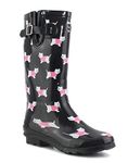 Wyre Valley Womens Ladies Adjustable Calf Wellies Waterproof Festival Dog Walking Rain Wellington Boots (8 UK, Yorkie Dog, numeric_8)