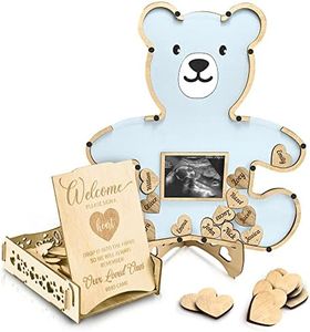 The Real Bossy Baby We Can Bearly Wait Teddy Bear Baby Shower Decorations - Guest Book Alternative - Woodland Themed Centerpiece & Ultrasound Photo Frame