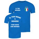 lepni.me Mens Personalised Football Jersey Italy | Your Name and Number | Italian Flag Badge | Custom T-Shirt | Football Championship (M Royal-Blue Multi Color)