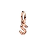 Pandora Moments Letter s 14k rose gold-plated dangle with clear cubic zirconia