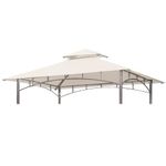 Pxyobto Grill Gazebo Replacement Canopy Roof, 5'x8' Outdoor BBQ Gazebo Top, Double Tiered Shelter Cover Roof Fit for Gazebo Model L-GG001PST, L-GZ238PST (Khaki)