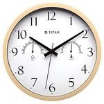 Titan Contemporary Wooden Finish White Wall Clock With Thermometer & Hygrometer - 30 Cm X 30 Cm (Medium) - Analog