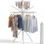 RFOUO Clothes Drying Rack Aluminum-4 Legs 16rods Double Layer, Portable Foldable Drying Rack,Space Saving Laundry Drying Rack,Drying Rack Clothing for Laundry Bedroom Household