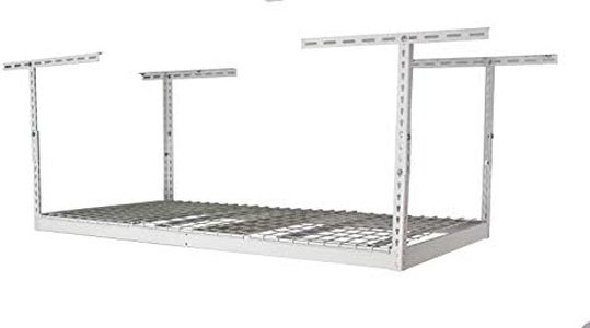 SafeRacks Overhead Garage Storage Rack - Heavy Duty Racks for Garage with 400 lb Capacity, Easy Garage Shelving, Adjustable Storage Rack, Ceiling Mount Storage Shelves 3x6 White (18"-33")