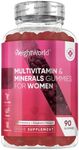 Multivitamin Gummies for Women - 90 Vegan Gummies - 10 Multivitamins and Minerals - with Hyaluronic Acid, CoQ10 & Evening Primrose Oil - Natural Strawberry & Raspberry Flavoured Womens Multivitamins