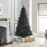 TrendMakers 6ft Black Pine Xmas Tree Artificial Christmas Tree | 800 Branch Tips | With Metal Stand