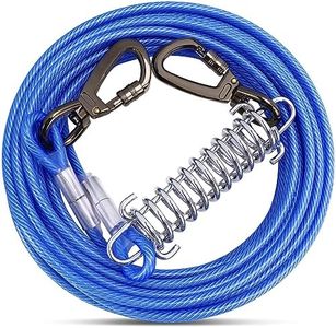 Câble d'attache bleu pour chien avec crochet pivotant à ressort verrouillable, chaînes robustes pour l'extérieur pour animaux de compagnie, câbles pour jardin, camping, pour chiens jusqu'à 226,8 kg (6