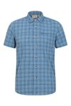 Mountain Warehouse Holiday Mens Cotton Shirt - Easy Care Shirt, Lightweight Casual Shirt, Mesh Lining Top - for Travelling, Camping & Hiking Corn Blue XXL