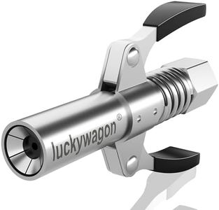 luckywagon Grease Gun Coupler Upgraded Grease Gun Tips with Non-Slip Double Handle, High Pressure Quick Release Grease Coupler, 6-Jaw Lock-on Zerk Grease Fittings Compatible with All Grease Guns