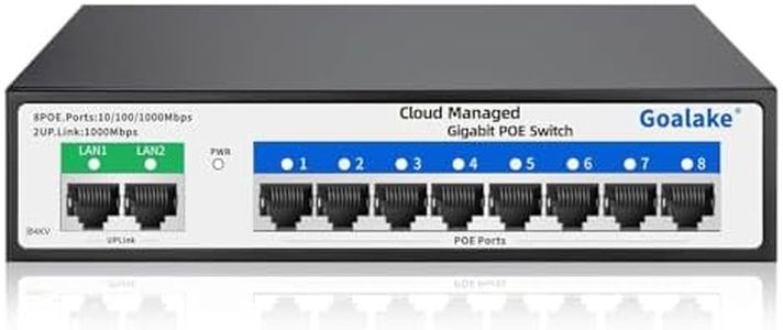 Poe Switch, 10 Ports Gigabit PoE Switch, (8 Ports gigabit Switch + 2 gigabit uplink) Cloud Managed Gigabit Ethernet Switch, 8 Poe Ports @120W, Web/App Smart Managed, Remote Detection/Restart