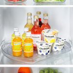 LAMU Lazy Susan Organizer for Refrigerator, 360°Rotating Rectangle Turntable Organizer and Storage for Fridge, Cabinet, Pantry, Kitchen Countertop, 15.35'', Clear