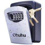 Ohuhu Key Lock Box, Key Storage Lock Box, Wall Mount 4-Digit Combination Key Safe Lock Box, For Outside House Key Car Keys, Resettable Code Weatherproof Indoor Outdoor With Mounting Kit (Gray)