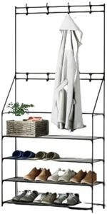 Artiss Shoe Rack Coat Hat Stand Hallway Shoes Storage Tree Metal Shelves Black Design Sturdy Construction Space Saving Easy Assembly Modern Style Functional Durable Versatile Multi Purpose Home