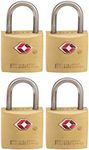 BRINKS - 22mm TSA Approved Solid Brass Keyed Travel Padlock, 4-Pack - Chrome Plated with Hardened Steel Shackle, TSA Approved Lock for Travel and Inspection