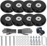 Luggage Suitcase Replacement Wheels 1.97" Diameter 8 Pcs 0.55" Thickness with Ball Bearings Wear-Resistant Mute Rubber Swivel Caster Repair Kits for Luggage Bags Trolley Case