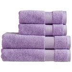 Christy Refresh Towel Set | Set of 4 | 2 Bath 2 Hand | Quick Dry | Tonal and Stylish | Soft Absorbent Bathroom Towels | 100% Cotton 550GSM | Machine Washable | Lilac Petal