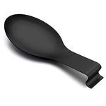 Spoon Rest, E-far Matte Black Stainless Steel Spoon Ladle Holder Spatula Rest for Kitchen Stove Top, Large Size & Dishwasher Safe