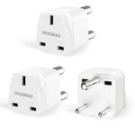 3-Pack UK to India Plug Adapter,SHUOMAO UK to 3 Pin Indian/Pakistan/Sri Lanka Plug Adaptor,UK Travel Power Adapter Converter Plug,for Indian,Pakistan,Sri Lanka,Burma,Maldives and More(Type D)