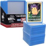 Monster Top Loaders for Collectible Trading Cards - 50 Count 3"x4" Clear Hard Plastic Protector (Blue Border) - Easily Sort Your TCG Cards by Color- Compatible w MTG, Magic Gathering, Yugioh, Sports