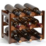 IWTTWY Wine Rack, 3 Tier 9 Bottles Wine Holder Free Standing, Wooden Wine Bottle Holder Wine Display Shelves for Cupboard Home Kitchen Pantry Wine Cellar(L36x W23.5x H25cm)