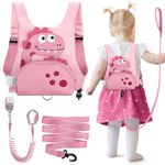 Dr.meter 3 in 1 Toddler Harness Leash + 8.2ft Anti Lost Wrist Link, Cute Dinosaur Kids Harness Leash with Key Lock, Child Walking Harness for Parent Boys Girls Keep Kids Close, Travel Essensials