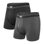 SAXX Men's Underwear SPORT MESH boxer shorts with Built-In BallPark Pouch Support – Workout boxer shorts, Pack of 2, Black/Graphite, Small