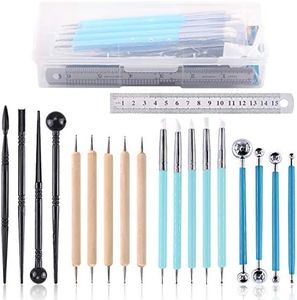 Swpeet 19Pcs Modeling Clay Sculpting Tools Kits, Ball Stylus Tool, Pottery Tools, Plastic Clay Tools, Sculpting Kit for Making Modeling Clay Cake Fondant Decoration, Clay, Ceramics