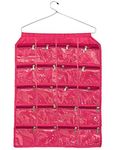 Kuber Industries Hanging Jewellery Organisers with 20 Zipper Pockets|Metal Hanger|Zipper Pockets (Pink)