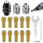 Multi Chuck Set for Rotary Tools,15 PCS Collet Chuck 4486 Chuck Set,Collet Nut Kit,Brass Collet Set,0.8-3.2mm Keyless Drill Chuck Rotary Tool Accessories Compatible with Dremel 3000 4000 7700 8200(M7)