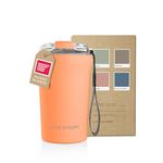 LARS NYSØM Thermo Coffee Mug-to-go with Strap 13oz | BPA-Free Travel Mug 0.38 Liter with Insulation | Leak Proof Stainless Steel Thermal Mug for Coffee and Tea to Go | Tea Mug (Pumpkin Orange, 380ml)