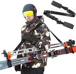 Ski & Pole Carrier Straps - Adjustable Ski Carry Straps with Padded Support,Upgrade with Non-Slip Shoulder Pad,Perfect Downhill Skiing and Backcountry Gear Accessories(1pcs-Black)