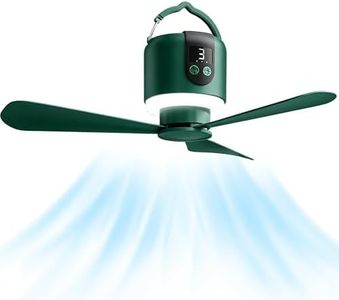 geonfi 18“ Camping Ceiling Fan with Light & Remote, 15600mAh Battery Operated Tent Fan,Power Bank,Rechargeable Battery Powered Fan,Hangable Camping Fan,Camping Essential (Green)