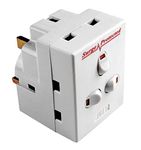 3 Way Extension Plug Surge Protection UK Wall Mains Power Adapter 13 AMP 250V Multi Plug 3 Gang Individually Switched Neon Block Socket Splitter - White