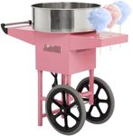 KYBOLT Electric Candy Cotton with Cart Maker Commercial Candy Cotton Machine for Kids with 20 Inch Stainless Steel Bowl Party Home Festival Pink