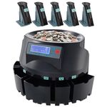 VEVOR USD Coin Counter & Coin Sorters with LCD Display, Coin Sorter Machine for USD Coin 1￠ 5￠ 10￠ 25￠ $1, Sorts up to 300 Coins/min, Change Counter Holds 2000 Coins Included 5 Coin Bins & 5 Tubes