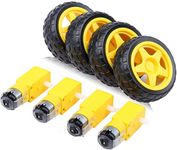 Gebildet 4pcs DC3V-12V DC Geared Motor for Four-wheel Drive Toy Car/Robotic Body/Aircraft Toys+4pcs Plastic Tire Wheels