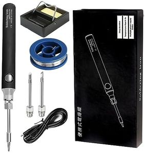 Treedix Soldering Iron Kit, 8W Welding Tools with Adjustable Temperature 330 to 450℃, Wireless Electric Soldering Iron/USB Charging Cable/Soldering Stand/3pcs Tips for Soldering and Repair (Black)
