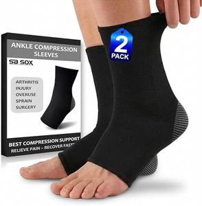 SB SOX Compression Ankle Brace (1 Pair) – Ankle Support Sleeve for Men & Women – Relief for Achilles, Sprains, Plantar Fasciitis (Solid Black, Large)