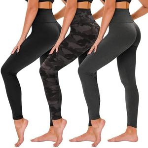 TNNZEET 3 Pack Black Leggings for Women - Tummy Control High Waisted Soft Yoga Pants for Workout