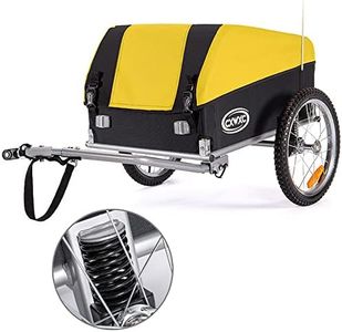 Remorque Velo Cargo avec Amortisseur, Capacité de Charge Jusqu'à 120l et 88lb / 40kg, Remorque de Fret Pliante, Remorque de Transport de Signal de Sécurité de Vélo avec Bâche