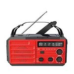 Kaito Voyager V3 Emergency Radio - AM/FM NOAA Weather Alert 4-Way Powered Solar Crank Radio Receiver with LED Flashlight and USB 4,000 mAh Mobile Phone Charger (Red)