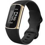 Dirrelo Straps Compatible with Fitbit Charge 5 Strap/Fitbit Charge 6 Strap for Women Men, Soft Silicone Replacement, Sport Waterproof Adjustable Wristband for Fitbit Charge 5 Charge 6, Small Black