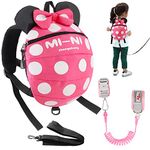 Toddlers Leash for Walking + Anti Lost Wrist Link Safety Wrist 4 in 1 for Toddlers, Child, Babies & Kids, Safety Harness Kids Walking Wristband Assistant Strap Belt for Girls (Rose red)