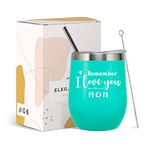 ElegantPark Birthday Gift for Mom Wine Tumbler Mother's Day Gifts from Daughter Son Remember I Love You Mom Thanksgiving Day Christmas Mom Gifts Insulated Tumbler with Straw and Lid