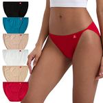 INNERSY Women's High Cut Bikini Underwear Stretchy Cotton Panties Sexy String 6-Pack(Passionate,X-Large)