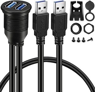 BATIGE 2 Pack Dual USB 3.0 Car Mount Flush Cable USB3.0 Male to Female Car Mount Extension Cable Waterproof for Car Truck Boat Motorcycle Dashboard Panel 3ft