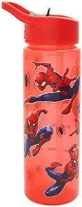 Marvel Spider-man Water Tracker Bottle Flip Up Straw 600ml – Official Merchandise by Polar Gear – Reusable Non Spill - BPA Free - Recyclable Plastic - Ideal For School Nursery Sports Picnic,Red/Blue